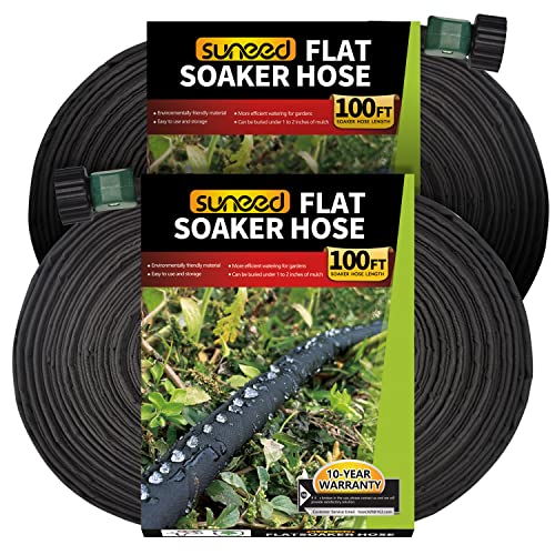 Flat Soaker Hoses for Large Garden 100 ft 2-Pack - size: 100FT 2Pack