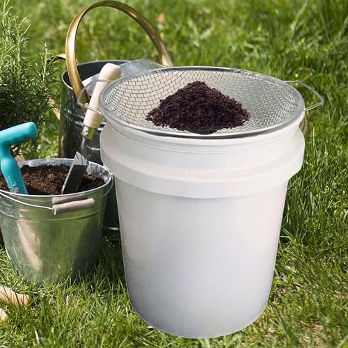 2PCS Soil Sifter for Gardening, Rock Sifter for 5gallon Bucket, Dirt Sifter Compost Sifter, Sifter for Gravel Sawdust Vermicompost, 3mm, 6mm Soil Sifter with Handle - color: 2PCS(1/4in,1/8in)