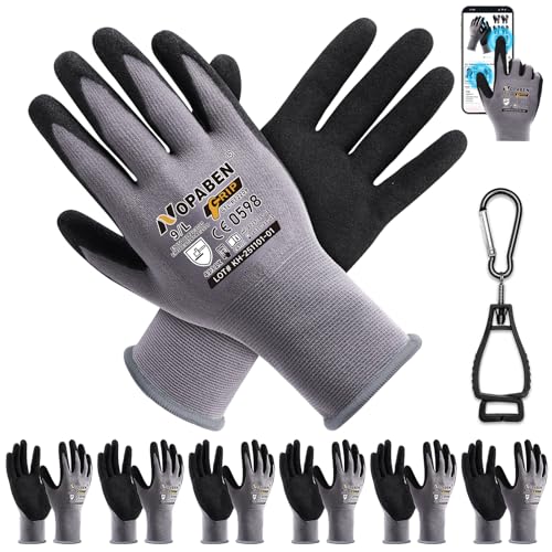 7 Pairs Safety Work Gloves Seamless Nylon Knit MicroFoam Nitrile Coated - size: Large, style: 7 Pairs,grey