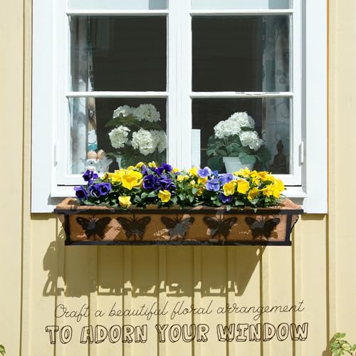 2-Pack 32IN Window Box Railing Hanging Planter Coco Liner Basket - color: 32in - Set 2