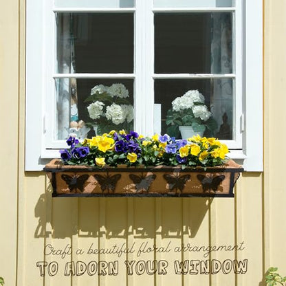 2-Pack 32IN Window Box Railing Hanging Planter Coco Liner Basket - color: 32in - Set 2