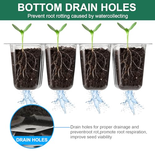 12 Pack Seed Starter Trays, 144Cell Stater Kit with Humidity Dome Green