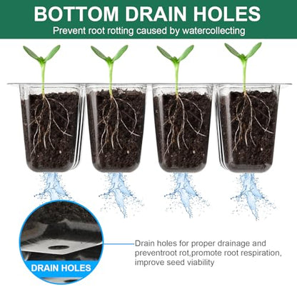 12 Pack Seed Starter Trays, 144Cell Stater Kit with Humidity Dome Green