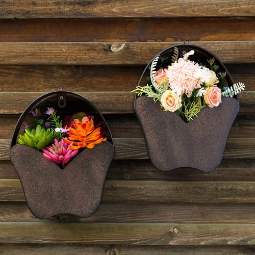 Rustic Metal Butterfly Hanging Planter, 2‑in‑1 Wall Mount & Hanging Flower Pot with Chain, Hooks & Drainage Holes, Indoor Outdoor Home Garden Decor, Gift for Mom Garden Lovers Birthday Housewarming