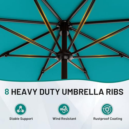 AreShark 9FT Outdoor Patio Umbrella with Tilt and Crank, Lake Blue - color: Lake Blue, size: 9ft