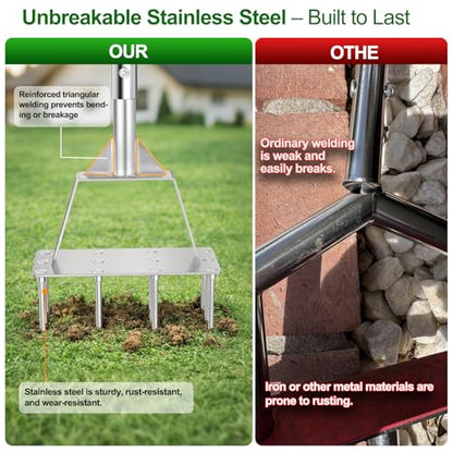Lawn Aerator Tool, Heavy-Duty Stainless Steel Lawn Spike Aerator - size: Lawn Spike Aerator