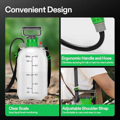 VIVOSUN 1.35 Gal/5L Pump Sprayer, Garden Water Sprayer - size: 1.35 gal