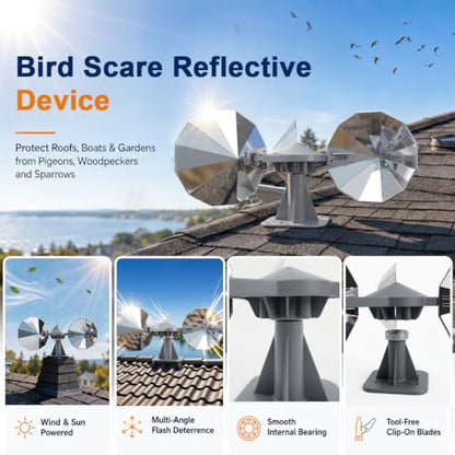 3 Pack Bird Scare Reflective Device, Wind Spinner with ABS Base - size: 3P