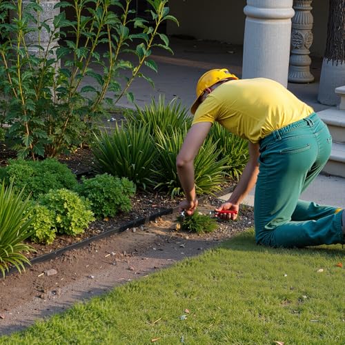 VEVOR Landscape Edging Border, 10Pcs 6 ft x 1.6 in Plastic Garden Edging with 60 Spikes, Sun-Resistant Flowerbed Borders, DIY Layout, No Dig Garden Edger Border Divider for Lawn Edgings for Yard - style: 60ft*1.7in（L-shaped）