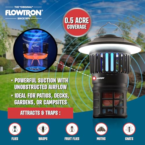Flowtron 2-in-1 UV Mosquito Trap & LED Lantern, 21000 Sq Ft, Rechargeable