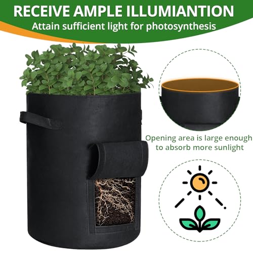 GOTGELIF 6 Pack 8 Gallon Grow Bags Fabric Planting Pots