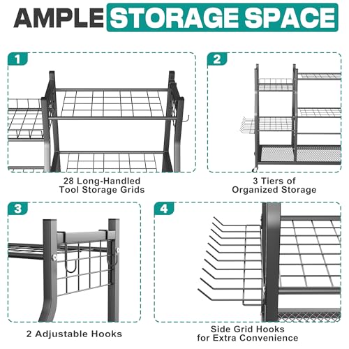 EVERHANGER Garden Tool Organizer Stand, Garage Tool Storage Organization - size: Large