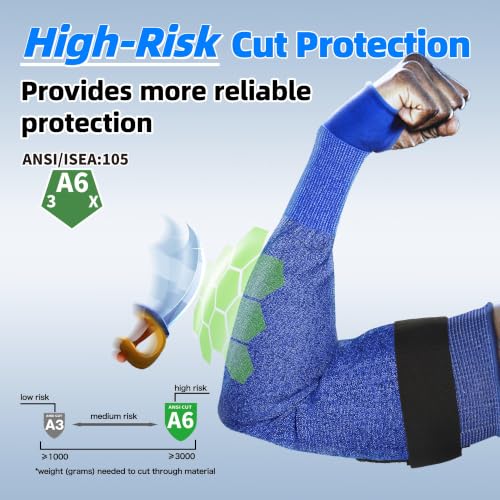 Schwer 18in AIR-SKIN A6 Cut Resistant Arm Sleeves for Gardening, S902 - color: Blue, size: 18 In-1 Pair