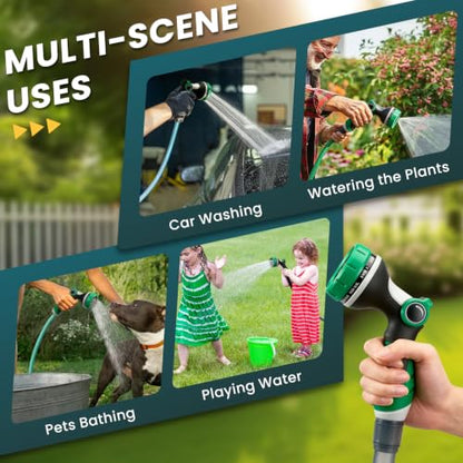 Garden Hose Nozzle,Water Hose Sprayer Thumb Control with 10 Spray Patterns - color: Green