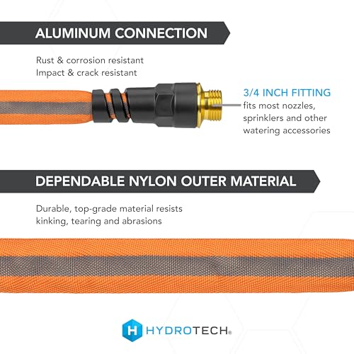 HydroTech FLATJACKET Lightweight Garden Hose 5/8 in x 75 ft, Orange - size: 75 Feet