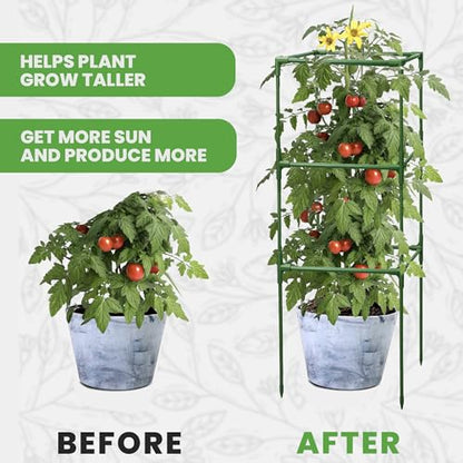 3 Pack 41" Square Tomato Cages for Garden - Large Tomato Trellis Stakes - size: 3 Pack, 41 Inches