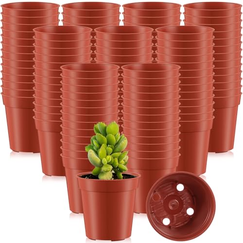 Yaomiao 200 Pcs 2 Inch Red Mini Nursery Pots with Drainage Holes - color: Red, size: 2 Inch