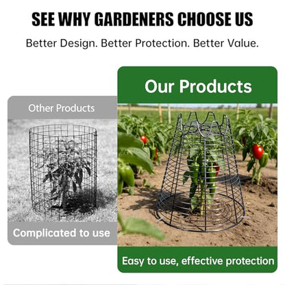 6 Pcs 11.6"×11.6" Garden Cloches for Plants, Sturdy Metal Plant Cages to Keep Animals Out, Reusable Wire Plant Covers, Black Plant Protector from Squirrels, Rabbits, Birds - size: 6 pack