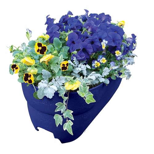 Emsco Group Bloomers Railing Planter with Drainage Holes- 24” W- Cobalt Blue - color: Cobalt Blue, size: 24.3 × 10.5 × 9.5 inches