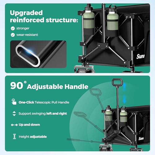 SUNNYFEEL 49" Extra Long Wagon Cart, 550LBS Heavy Duty Foldable Wagon - color: Black