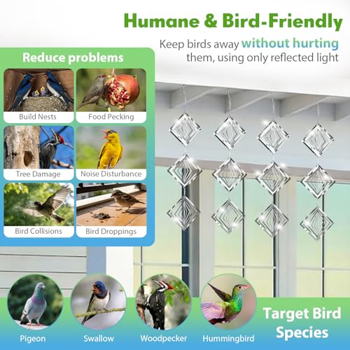 Bird Deterrents for Outside 12 Discs Stainless Steel, 4 Sets