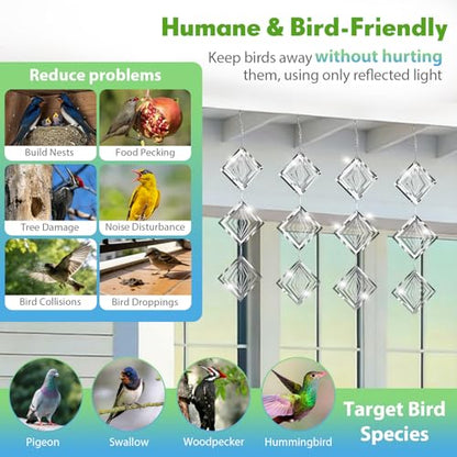 Bird Deterrents for Outside 12 Discs Stainless Steel, 4 Sets