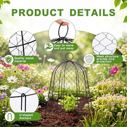 Sadnyy 12 Pack Garden Chicken Wire Cloche, 13" W x 15.7" H Plant Protectors and Covers Wire Garden Cloches from Animals Metal Cage Plant Protection Strong and Not Easy to Deform No Assembly Required - size: 13" D X 15.7" H, style: Classic Style