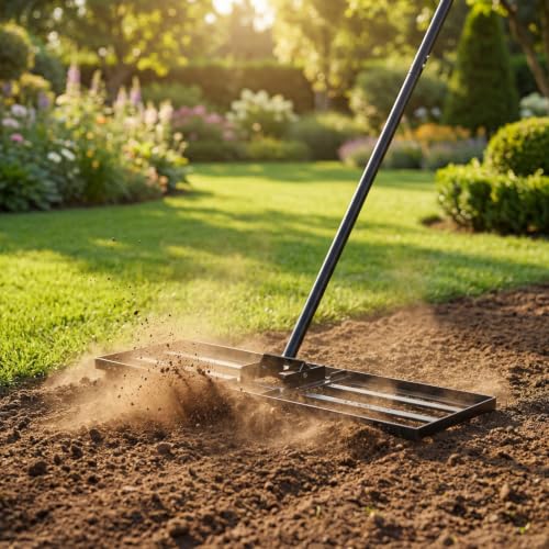 COSTWAY 30x10 Inch Lawn Leveling Rake (Black, 30"x10") - color: Black