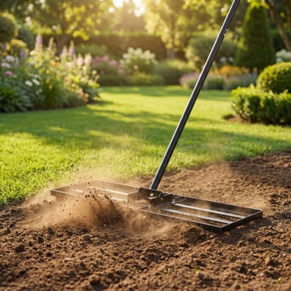 COSTWAY 30x10 Inch Lawn Leveling Rake (Black, 30"x10") - color: Black