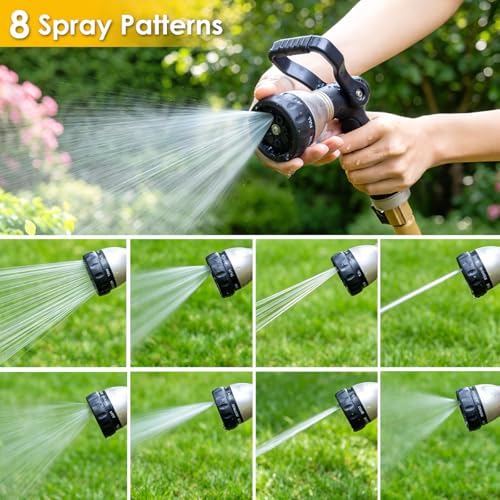 FANHAO Fireman Style Water Hose Nozzle Heavy Duty Metal, 8 Spray Patterns - color: Black