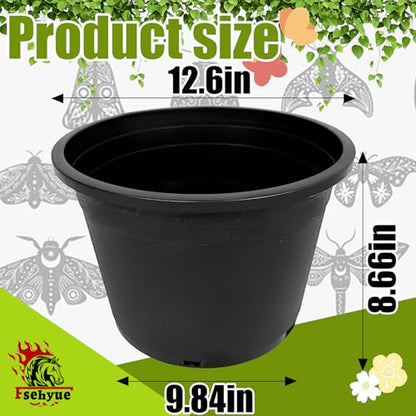 5 Gallon Nursery Pots Plastic Container Injection Molded Pot for Plants Flexible with Drainage Holes Suitable for Plants Soil Growers or Hydroponics Black 10 Pcs - size: 5 Gallon