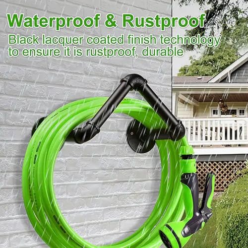 Industrial Garden Hose Holder Wall Mount, Heavy Duty Metal, Holds 125 ft