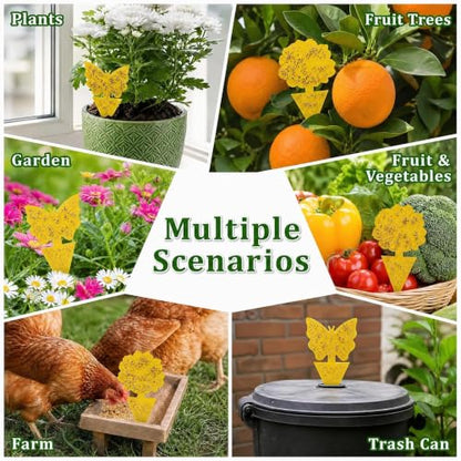 120 Pack Fungus Gnat Traps for House Indoor, Yellow Sticky Traps for Plants - size: 120 packs