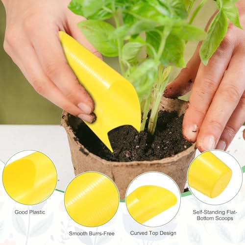 M METERXITY 3-Pack Bonsai Soil Scoops, Plastic Garden Soil Scoops Bucket Shovel Potting Scoopers for Transplanting/Flower Planting/Plant Succulent, Colorful Small Gardening Tools [Yellow] - color: Yellow