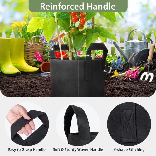 GreatBuddy Grow Bags 7 Gallon 6-Pack, Heavy Duty Fabric Grow Bags with Handles for Vegetables, Herbs, and Tomatoes, Fabric Pots & Planting Bags for Outdoor Home Gardening - size: 7 Gal
