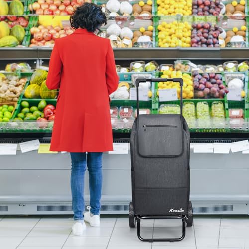 KEDSUM 2-in-1 Shopping Cart, 330LB Foldable Grocery Cart with Wheels,Black - color: Black