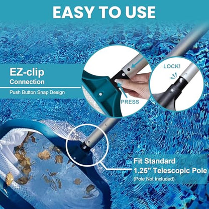 17.5" Ultra Fine Mesh Pool Net Skimmer, Deep Bag Leaf Rake (No Pole) - size: Diamond Pool Rake