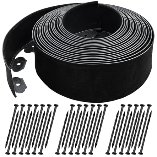 4 in × 40 FT Landscape Edging No Dig with 36 Spikes, Flexible Plastic Heavy-Duty Lawn Border for Yard Garden Flower Bed