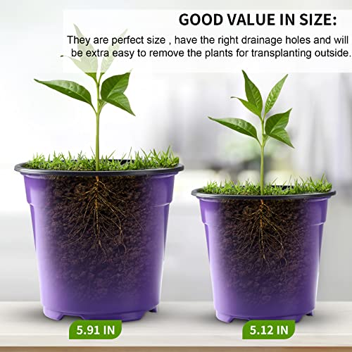 Oubest 30Pack Nursery Pots Plastic for Plants 5 inch Seedling Pots with Drainage Holes Multicolor Flower Seedling Transplanting - size: 5 inch