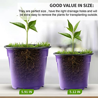 Oubest 30Pack Nursery Pots Plastic for Plants 5 inch Seedling Pots with Drainage Holes Multicolor Flower Seedling Transplanting - size: 5 inch