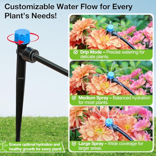 MIXC 100Pcs Drip Irrigation Emitters, Quick Push-to-Fit Connect Drip Stream - size: Drip Emitter Stream (100Pcs)