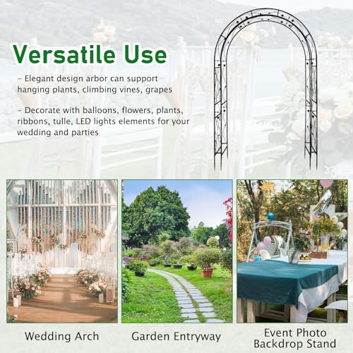 VINGLI Garden Arbor, Arch for Wedding Ceremony Party, Christmas Garden Decor Steel Garden Trellis for Plant Climbing, Pergola for Garden, Backyard, Lawn (Black-59x84) - style: Arch Top