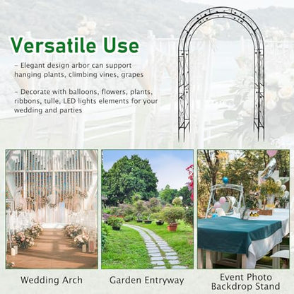 VINGLI Garden Arbor, Arch for Wedding Ceremony Party, Christmas Garden Decor Steel Garden Trellis for Plant Climbing, Pergola for Garden, Backyard, Lawn (Black-59x84) - style: Arch Top