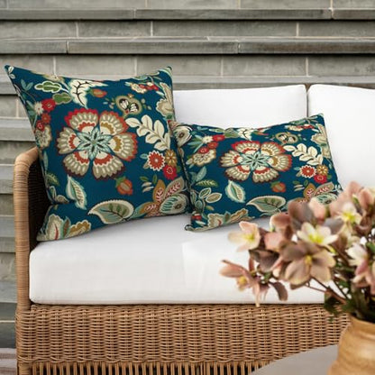 Outdoor 16x16 Inch Throw Pillow Covers Set of 2, All Weather Square Pillow Cases, Patio Cushion Pillow of Home Furniture Use, Peacock Blue - color: Peacock Blue, size: 16" x 16" (Pack of 2)