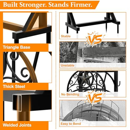 Detachable Heavy Duty Garden Hose Stand, Outdoor Water Hose Storage Rack - style: GoldStar_1