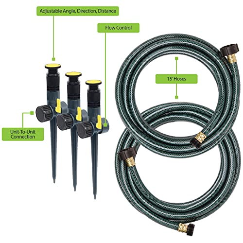 Melnor Multi-Adjustable Watering Set, 1800 Sq Ft: 3 Sprinklers, 2 Hoses - size: (Pack of 1)