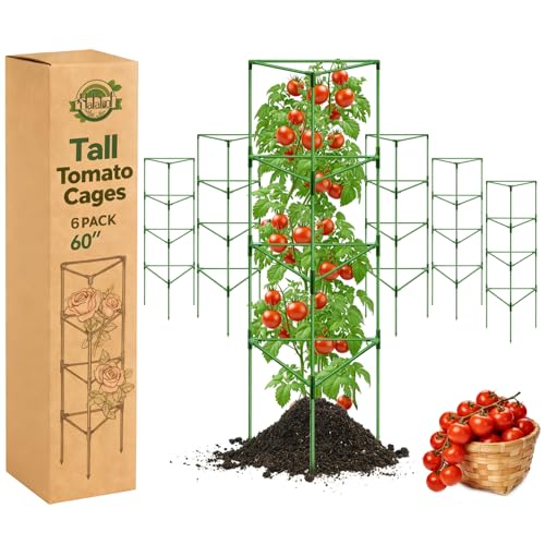 Halatool 6 Pack 60 Inch Adjustable Tomato Cages for Graden