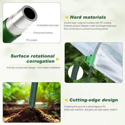 Garden Netting Kit, 10 X 50FT Garden Netting Pest Barrier with 10 Sets Garden Hoops and 20pcs Clips, Insect Netting Row Cover for Raised Beds Vegetable Fruits Flowers Protection