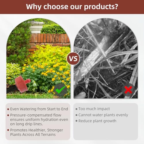 60PCS 4 GPH Pressure Compensating Drip Irrigation Spot Watering Drippers/Emitters, Self-Cleaning Constant Flow Drip Irrigation Emitters Heads Irrigation Drippers Parts for Drip Irrigation System - color: 60PCS, size: 4 GPH