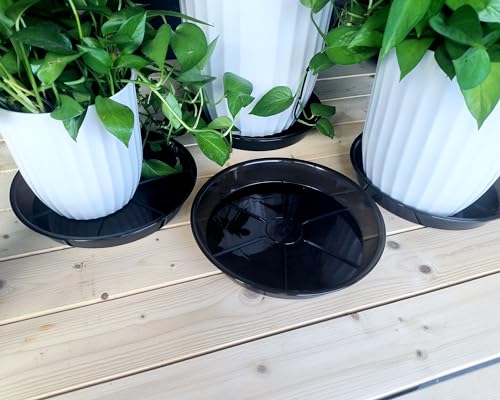 NIMYAU Plant Saucer 14 Inch 4 Pack 10 14 16 18 Large Plant Trays for Pots Heavy Duty Round Plastic Plant Saucers for Indoors Outdoors, Flower Pot No Holes Plant Drip Trays - size: 14"-4pack